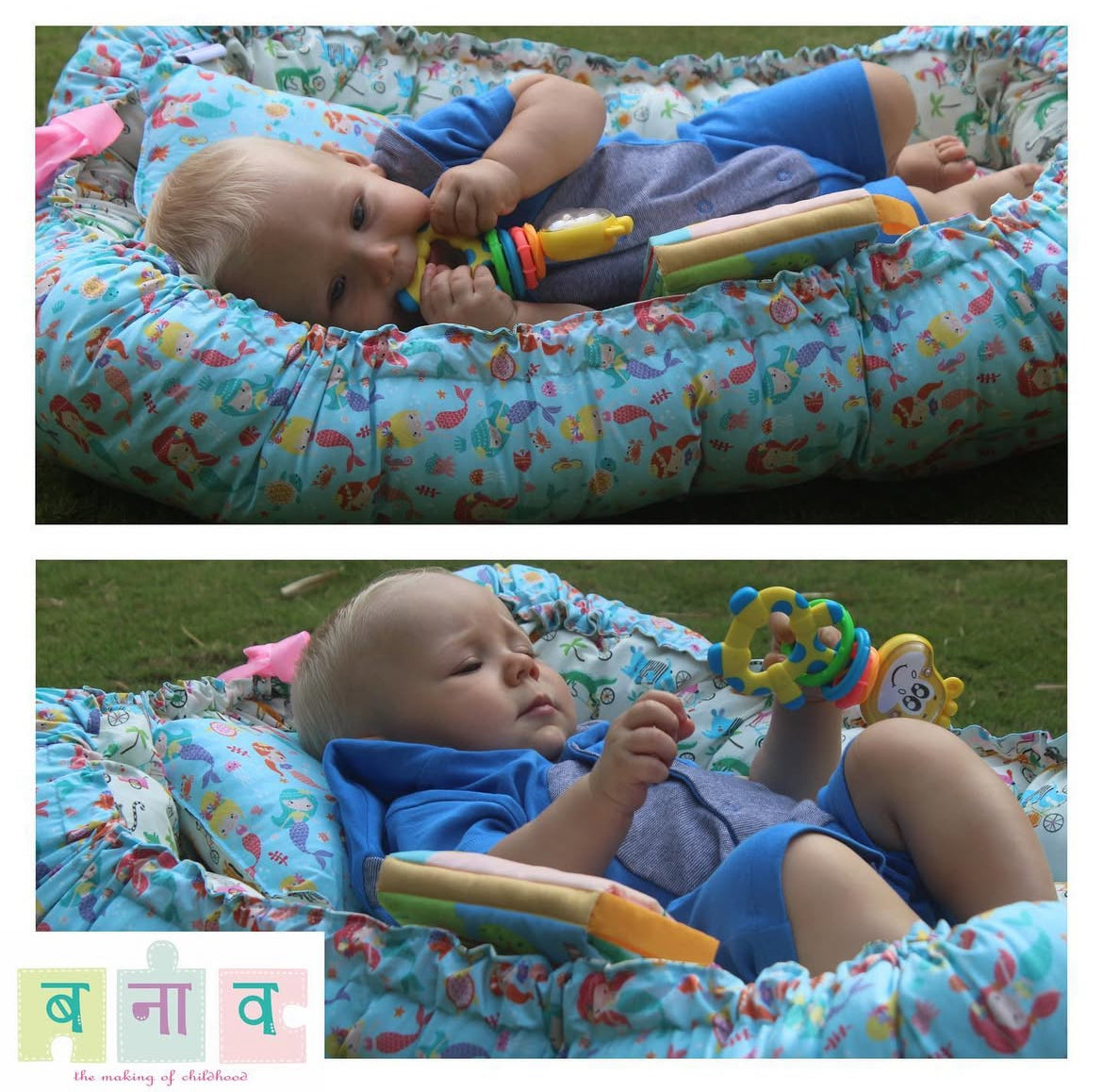 Reversible Print Nest Bed + Pillow