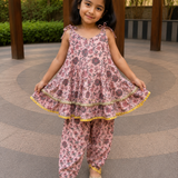 Peach top and dhoti set