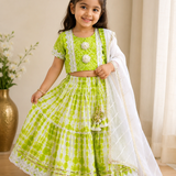 Green Shibori Lehenga