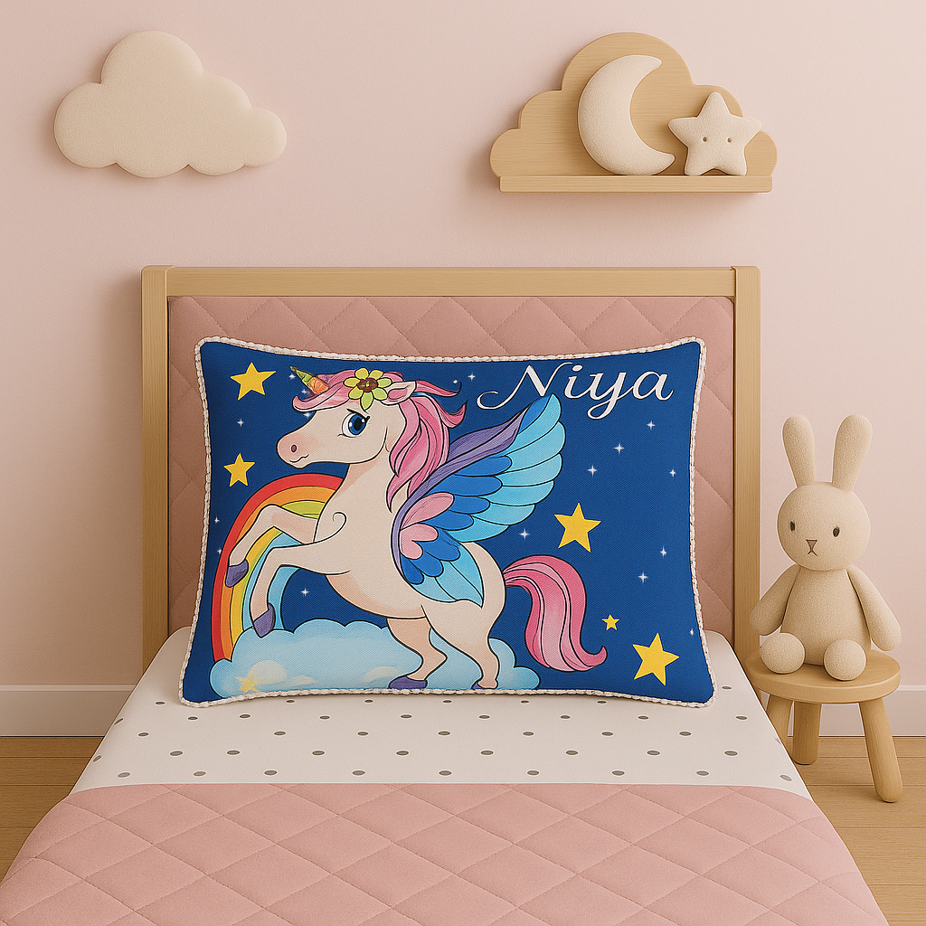 Unicorn Theme Name Pillow