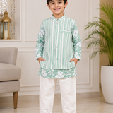 Green floral modi jacket set