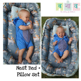 Reversible Print Nest Bed + Pillow