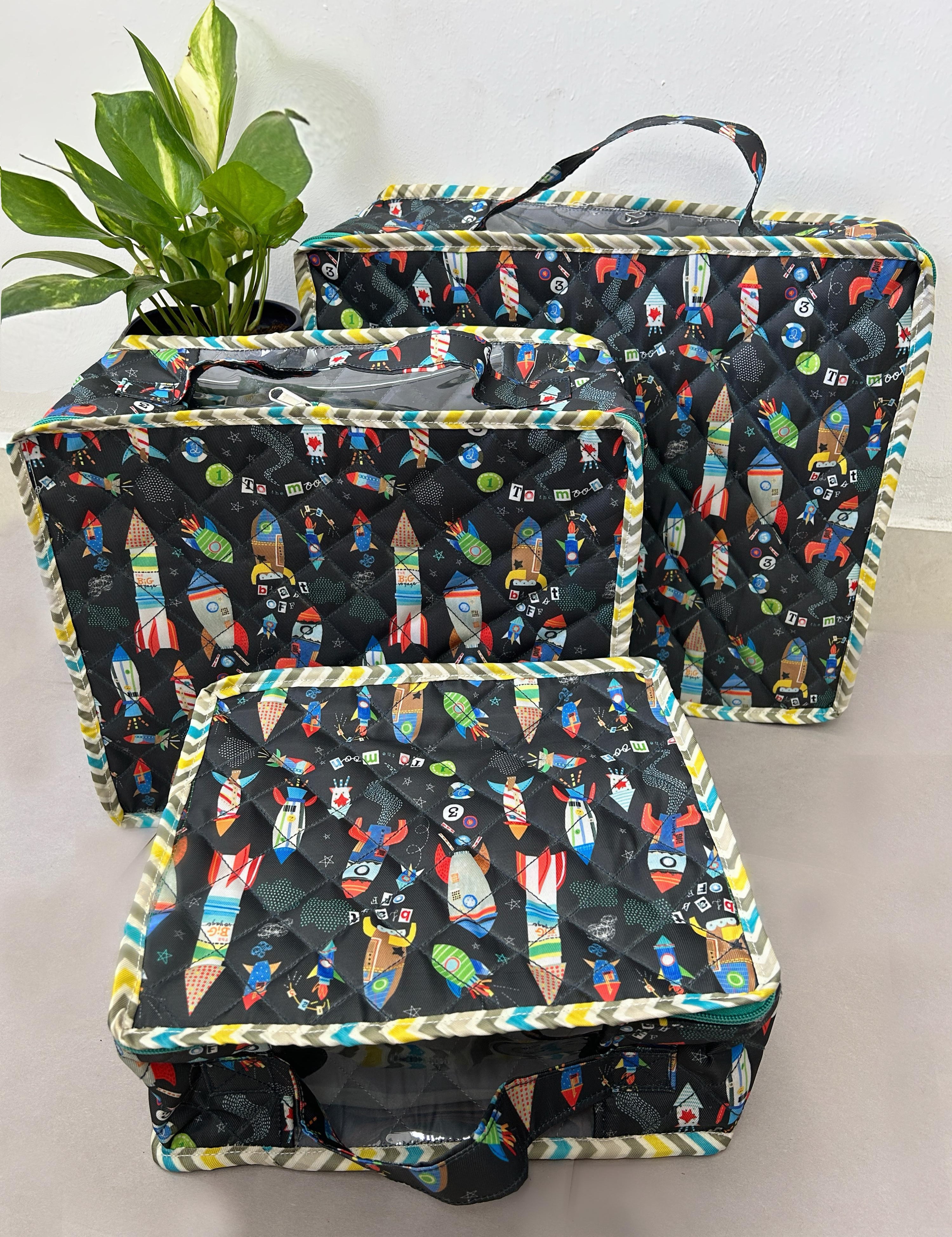 Set of 3 Quilted Suitcase Pouches