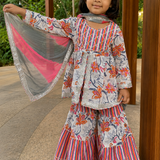 White Pink Sharara set with dupatta