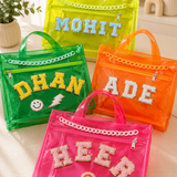 Kids Neon Jelly Tote Bag | See-Through | 4 Colours | Personalised
