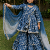 Blue Pure Cotton Sharara Set