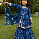 Indigo Sharara set with dupatta