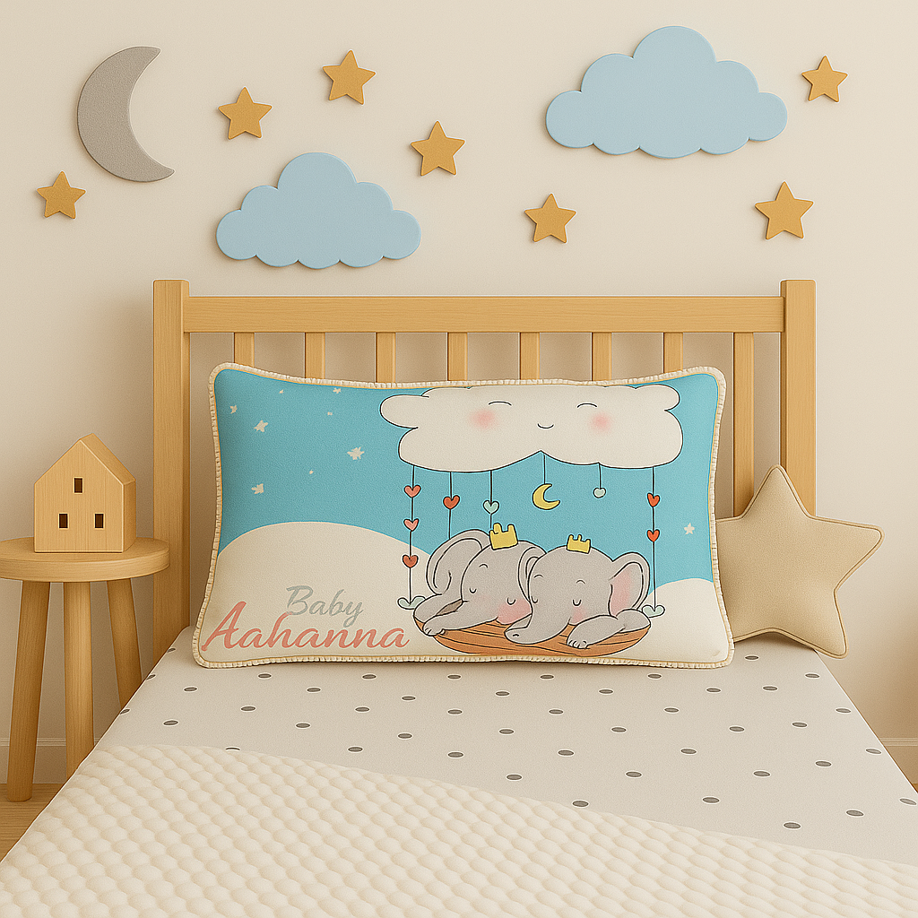 Elephant Theme Name Pillow