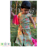 Floral Short Kurta with Sharara and Dupatta