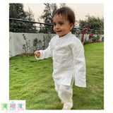 White Sequence Kurta Pajama Set