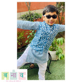 Blue Jacket Kurta Pajama Set for boys
