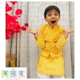 Yellow Jacket Kurta Pajama Set for boys
